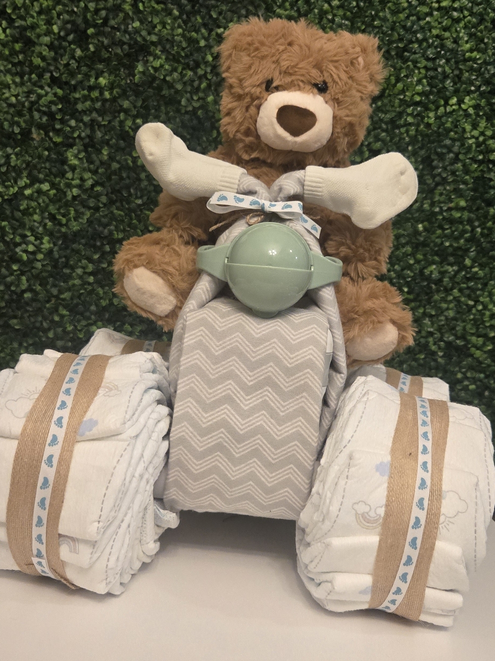 Diaper ATV With Teddy Bear and Trailer